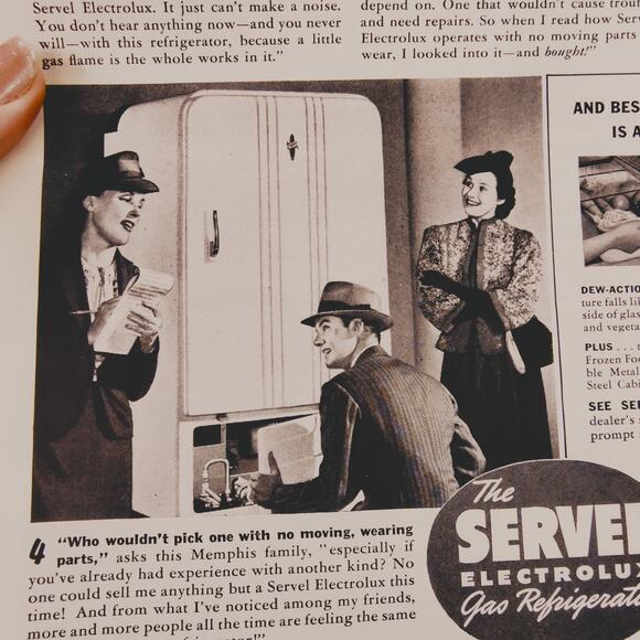 1940 Vintage Servel Gas Refrigerator Print Ad Retro Kitchen Appliance Decor - Picture 3 of 16